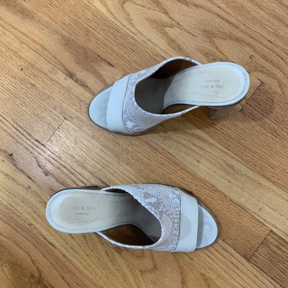 Rag & Bone Tristan Snake Print Mule Sandal Shoe Sz 9.5 White Python Leather 39.5 - Picture 14 of 16